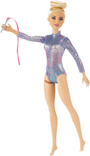 Load image into Gallery viewer, Barbie Rhythmic Gymnast Blonde Doll (12-in/30.40-cm) with Colorful Metallic Leotard, 2 Clubs &amp; Ribbon Accessory, Great Gift for Ages 3 Years Old &amp; Up
