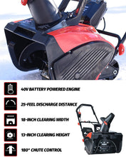 Load image into Gallery viewer, PowerSmart Snow Blower, 18-INCH Cordless Snow Blower, 40V 4.0 Ah Lithium-Ion Battery Powered Snow Blower, Electric Snow Thrower 180°Chute Rotation Up to 30-Feet, DB2401
