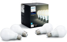 Load image into Gallery viewer, Philips Hue White A19 4-Pack 60W Equivalent Dimmable LED Smart Bulb (4 A19 60W White Bulbs  Compatible with Amazon Alexa  Apple HomeKit and Google Assistant)