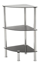 Load image into Gallery viewer, AVF S53-A Corner 3 Tier Shelving Unit in Black Glass &amp; Chrome