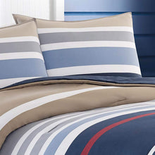 Load image into Gallery viewer, Nautica Home Bradford Collection 100% Cotton Cozy &amp; Soft, Durable &amp; Breathable Striped Reversible Duvet Cover with Matching Shams, 3-Piece Bedding Set, King, Navy/Khaki