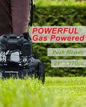 Load image into Gallery viewer, PowerSmart Lawn Mower, 21-inch &amp; 170CC, Gas Powered Push Lawn Mower with 4-Stroke Engine, 2-in-1 Gas Mower in Color Red/Black, 5 Adjustable Heights (1.18''-3.05''), DB8621CR