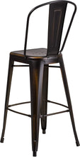 Load image into Gallery viewer, Flash Furniture Curved Metal Vertical Slat Bar Stool in Distressed Copper