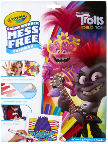 Crayola Wonder Trolls 2 Pages, Mess Free Coloring, Gift for Kids, Age 3, 4, 5, 6