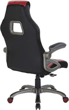 Load image into Gallery viewer, OSP Designs Mesh and Bonded Leather Adjustable Race Car Office Chair, Charcoal Grey and Red