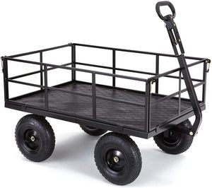 Gorilla Carts GOR1200-COM Heavy-Duty Steel Utility Cart with Removable Sides and 13" Tires, 1200-lbs. Capacity, Black