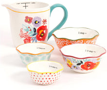 Load image into Gallery viewer, 5-Piece Prep Set, 4-Piece Durable Stoneware Measuring Bowls with 4-cup Measuring Cup,Multicolor