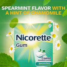 Load image into Gallery viewer, Nicorette Nicotene Gum Spearmint Flavor Coated 4 mg Stop Smoking Aid, 307667780000 Spearmint Burst, 100 Count