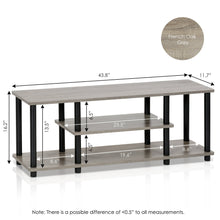 Load image into Gallery viewer, Furinno 12250GYW/BK Turn-N-Tube 3-Tier Entertainment TV Stand Round, French Oak Grey/Black