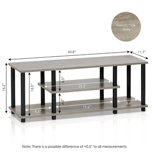 Furinno 12250GYW/BK Turn-N-Tube 3-Tier Entertainment TV Stand Round, French Oak Grey/Black