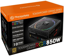 Load image into Gallery viewer, Thermaltake Toughpower Grand RGB 750W 80+ Gold Smart Zero 256-Color RGB Fan Fully Modular Power Supply 10 YR Warranty