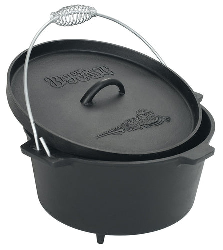 Bayou Classic 7360 Cast Iron Dutch Oven with Feet, 8.5 Quart