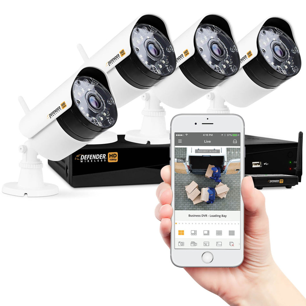 Defender Wireless HD Channel DVR Security System with Bullet Cameras