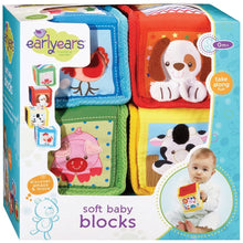 Load image into Gallery viewer, Earlyears Soft Baby Blocks with Pictures Textures, Patterns, and Sounds, Multi (E00300)