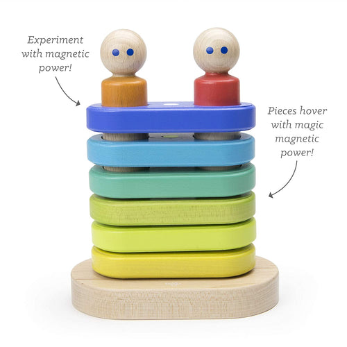 11 Piece Tegu Magnetic Floating Stacker Building Block Set, Rainbow
