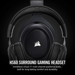 Corsair HS60 – 7.1 Virtual Surround Sound PC Gaming Headset w/USB DAC - Discord Certified Headphones – Compatible with Xbox One, PS4, and Nintendo Switch – Carbon