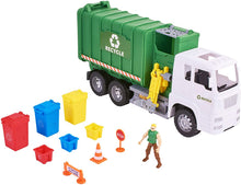 Load image into Gallery viewer, Kid Connection Powered Garbage Truck, Lights and Sounds Rugged Recycling Play Set, 11 Piece