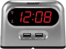 Load image into Gallery viewer, Sharp Digital Alarm Clock with 2 Ultra Fast Charging USB Quick Charge Ports - Twice as Fast as Conventional USB Chargers - Battery Back-up - Easy to Use