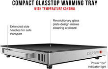 Load image into Gallery viewer, Chefman Compact Glasstop Warming Tray with Adjustable Temperature Control Perfect for Buffets, Restaurants, Parties, Events, Home Dinners and Travel, Mini 15x12 Inch Surface, Keeps Food Hot, Black