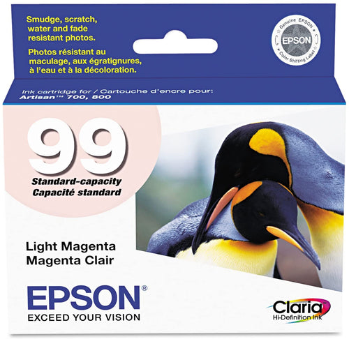 Epson T099620 (99) Claria Ink Cartridge (Light Magenta) in Retail Packaging