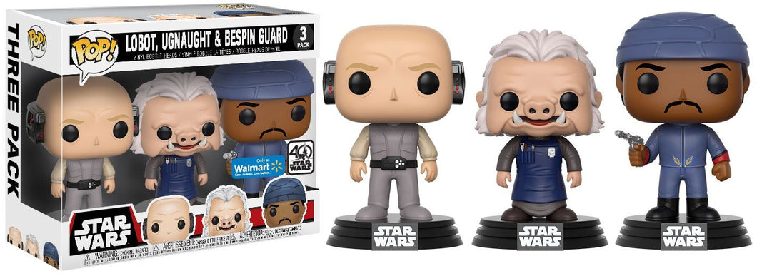 Funko Set 3 Figurines Pop Star Wars Lobot Ugnaught and Bespin Guard Exclusive
