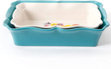 Load image into Gallery viewer, The Pioneer Woman Flea Market 2-Piece Decorated Rectangular Ruffle Top Ceramic Bakeware Set