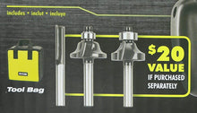 Load image into Gallery viewer, Ryobi R1631K 1-1/2 Peak HP 8.5 Amp LED Lit Corded Router Including 3 Piece Bit Set (w/ Tool Bag)