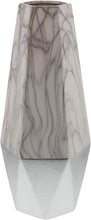 Load image into Gallery viewer, Deco 79 Ceramic White Silver Vase, Black/White/Silver, 15&quot; x 5&quot;