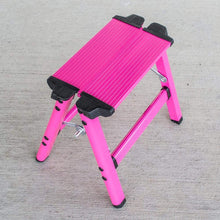 Load image into Gallery viewer, AmeriHome Aluminum Single Step Folding Stool with 330 lbs. Load Capacity in Neon Pink