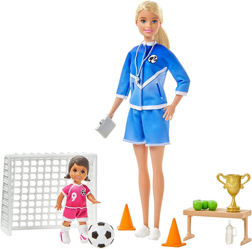 Barbie Soccer Coach Playset with Blonde Soccer Coach Doll, Student Doll and Accessories