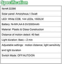 Load image into Gallery viewer, Nature Power 22266 Motion Solar Security Light, 9 x 8 x 9, White