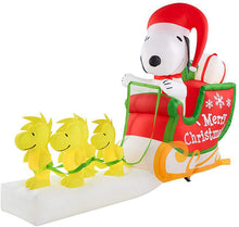 Load image into Gallery viewer, Gemmy 8&#39; Airblown Inflatable Snoopy as Santa in Sleigh Scene