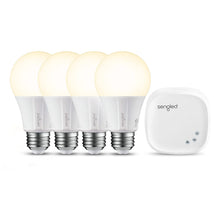 Load image into Gallery viewer, Sengled Smart LED Soft White A19 Starter Kit, 2700K 60W Equivalent, 4 Light Bulbs &amp; Hub, Works with Alexa &amp; Google Assistant