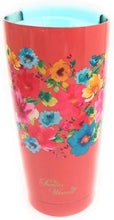 Load image into Gallery viewer, The Pioneer Woman Breezy Bouquet Stainless Steel Double Wall Vacuum Insulated Tumbler with Sliding Lid, 20 oz, Coral with floral Designs