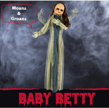 Load image into Gallery viewer, Haunted Hill Farm HHBABY-1FLSA Life-Size Animatronic Zombie, Indoor/Outdoor Halloween Decoration, Multi