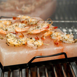 Charcoal Companion CC6064 Himalayan Salt Plate & Holder Set, 12" x 8" x 1.5"
