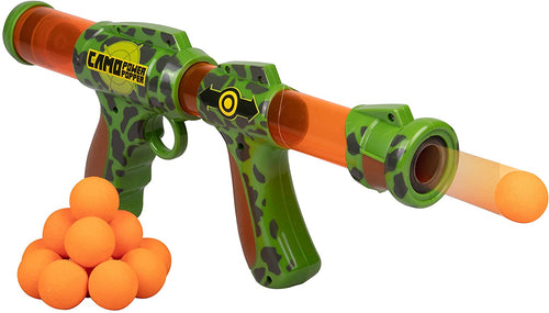 Hog Wild Camo Power Popper 12X - Rapid Fire Foam Ball Blaster Gun - Shoots Up to 12 Foam Balls