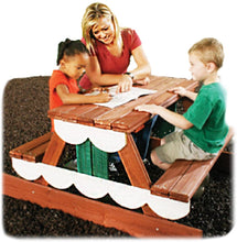 Load image into Gallery viewer, Swing-N-Slide NE 4273 Picnic Table 40" x 47.5" x 23" Wooden Children's Table, Brown, White and Green