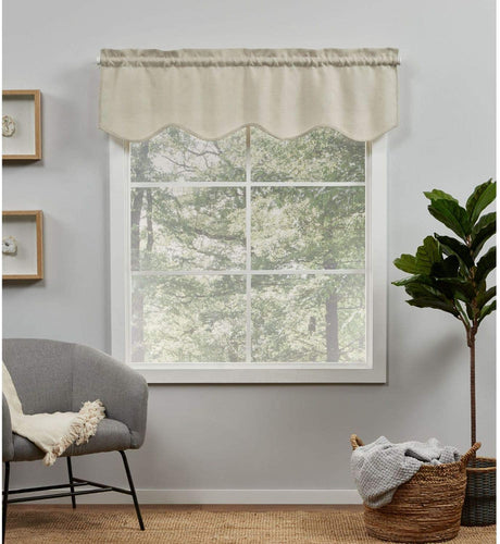 Exclusive Home Curtains Loha Light Filtering Rod Pocket Scalloped Valance, 54X16, Natural