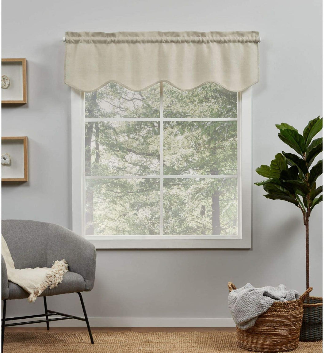 Exclusive Home Curtains Loha Light Filtering Rod Pocket Scalloped Valance, 54X16, Natural