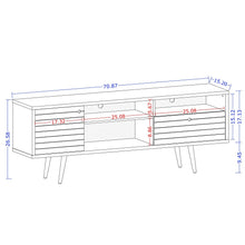 Load image into Gallery viewer, Manhattan Comfort Liberty Collection Mid Century Modern TV Stand With Three Shelves, One Cabinet and One Drawer With Splayed Legs, Yellow/Wood