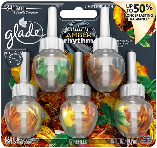 Glade Plugins Scented Oil with 50% Longer Lasting Fragrance; Sultry Amber Rhythm