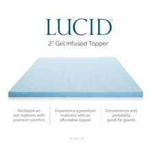 Load image into Gallery viewer, LUCID 2" Gel Infused Ventilated Memory Foam Mattress Topper Full X-Large