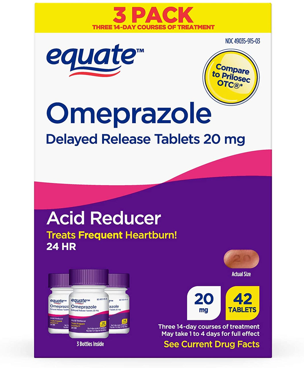 Equate Delayed Release Tablet 20Mg Acid Reducer Omeprazole 42ct... by Equate