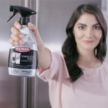 Load image into Gallery viewer, Weiman Stainless Steel Cleaner and Polish - Streak-Free Shine for Refrigerators, Dishwasher, Sinks, Range Hoods and BBQ grills - 22 fl. oz