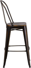 Load image into Gallery viewer, Flash Furniture Curved Metal Vertical Slat Bar Stool in Distressed Copper