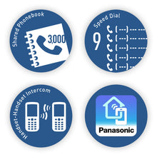 Load image into Gallery viewer, PANASONIC Link2Cell Bluetooth Cordless Phone System with Voice Assistant, Call Blocking and Answering Machine. DECT 6.0 Expandable Cordless System - 5 Handsets - KX-TGF575S (Silver)