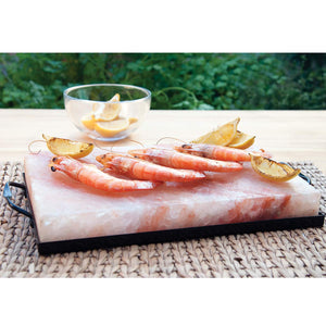 Charcoal Companion CC6064 Himalayan Salt Plate & Holder Set, 12" x 8" x 1.5"