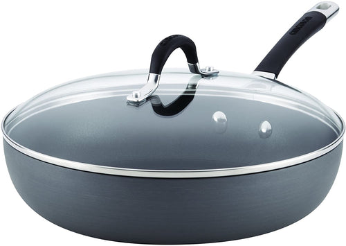Circulon Momentum Hard-Anodized Nonstick 12-Inch Covered Deep Skillet - Gray