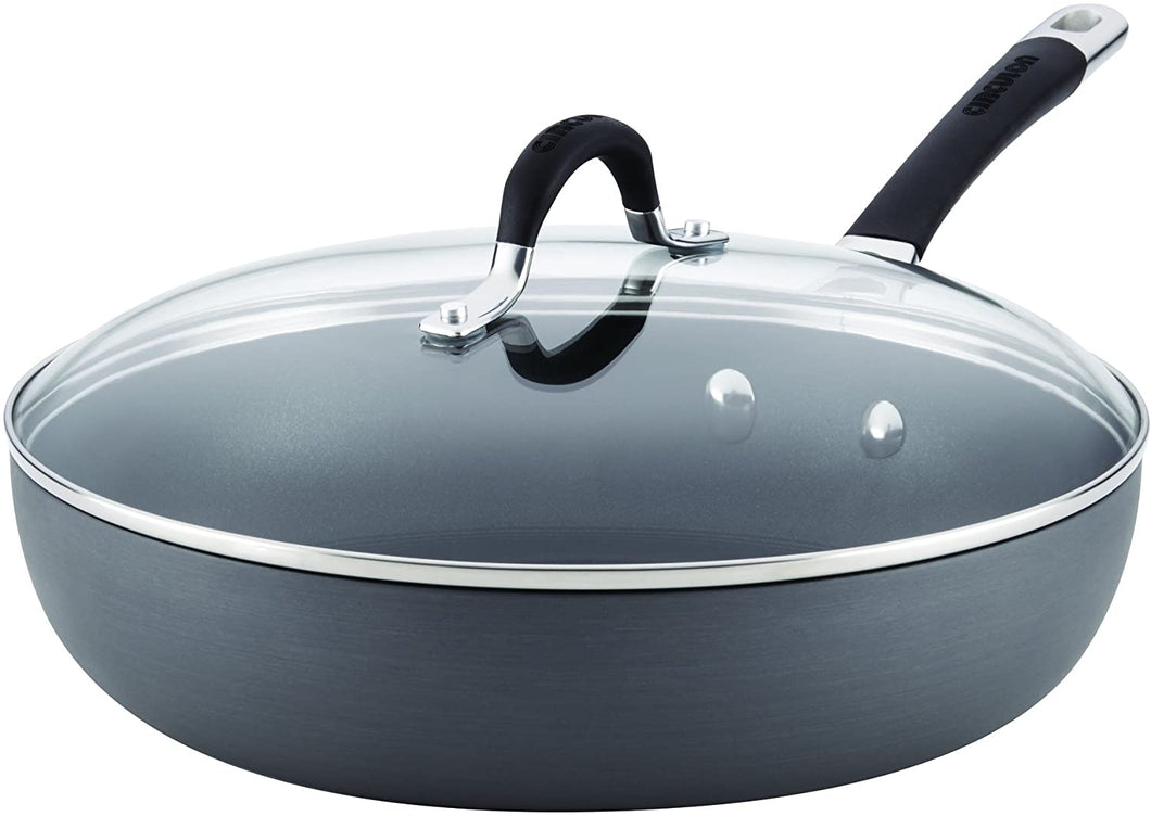 Circulon Momentum Hard-Anodized Nonstick 12-Inch Covered Deep Skillet - Gray